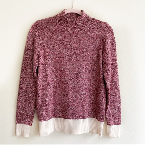 LOFT Sweaters - Loft Red & White Turtleneck Sweater - Small